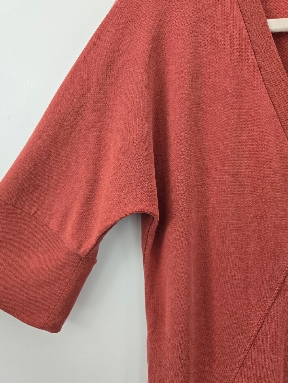 Abercrombie & Fitch boho chic rust-colored v-neck t-shirt mini dress. Size small - Picture 3 of 8